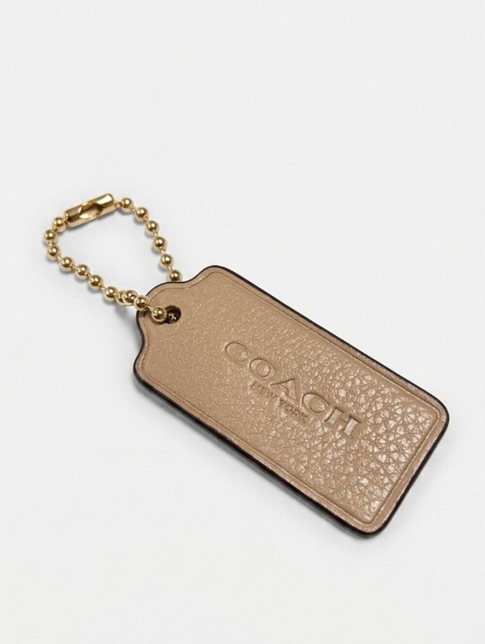 Authentic Coach Leather Replacement Hangtag | Tan Taupe Brown Logo FOB Keychain